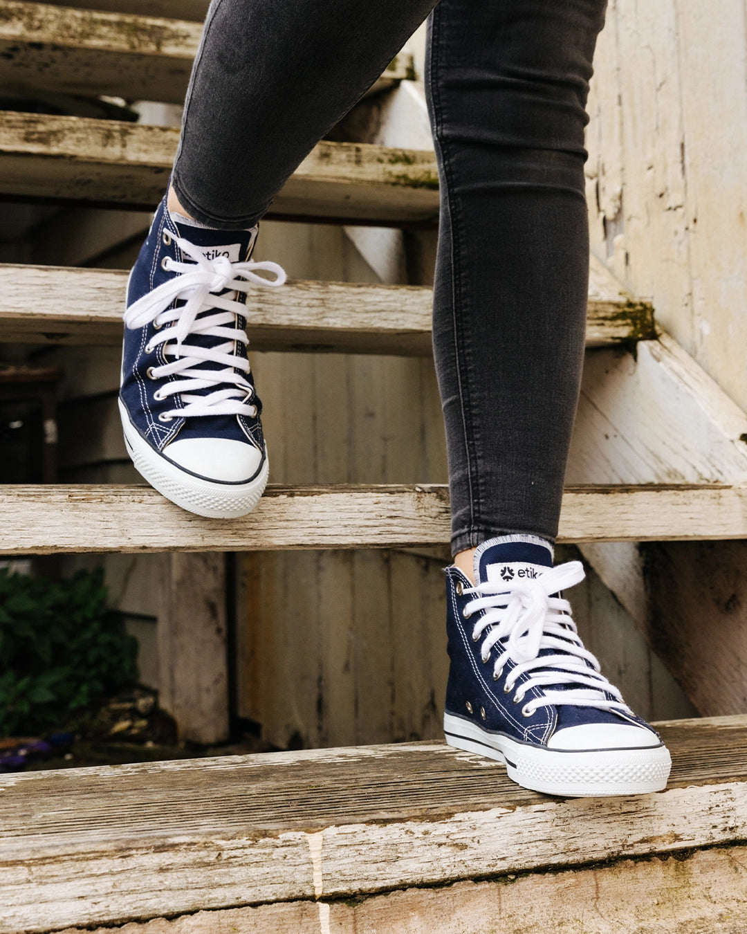 Blue Vegan High Top Sneakers Certified Fair Trade Etiko