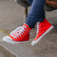 Etiko Vegan High Top Red and White Sneakers Organic and Fairtrade Certified Ethical Sneakers