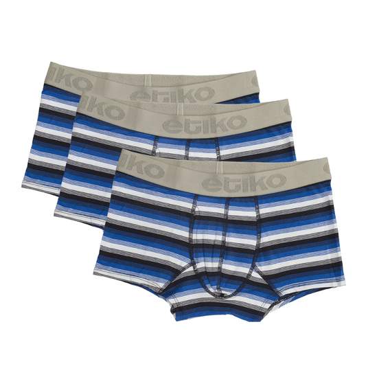 Etiko stripe men's underwear bundle of three, ethically made organic cotton and fairtrade certified