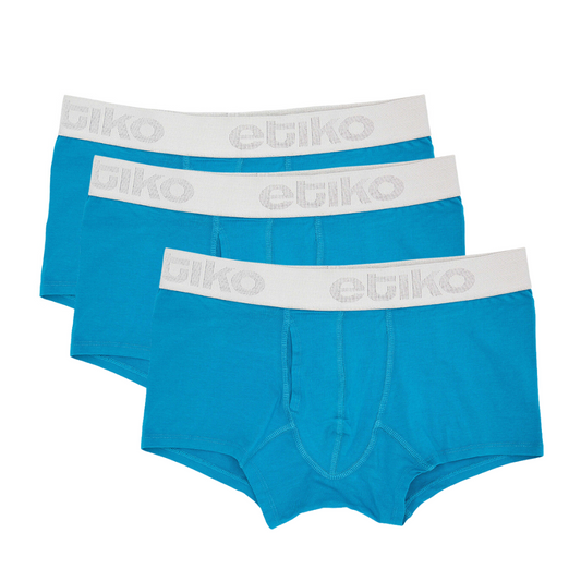 Etiko blue men's underwear bundle of three, ethically made organic cotton and fairtrade certified