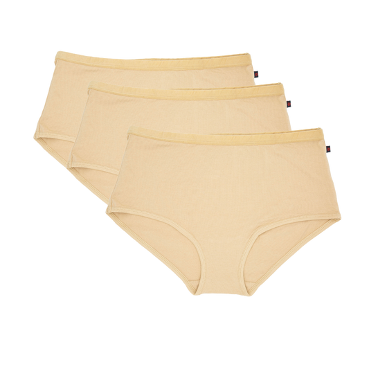 Skin or Nude coloured soft fairtrade organic cotton full brief ethical womens underwear bundles