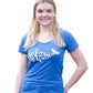 Etiko Fairtrade Certified Organic Cotton Less Plastic More Love Printed Blue Marle Womens T-Shirt