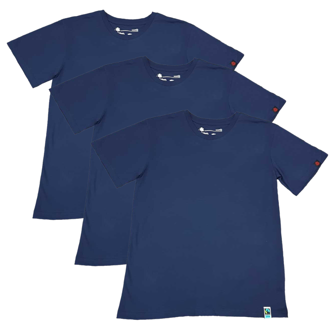 Etiko Fairtrade Certified Organic Cotton Navy Unisex T-Shirt Bundle Ethically-made, Eco-Friendly