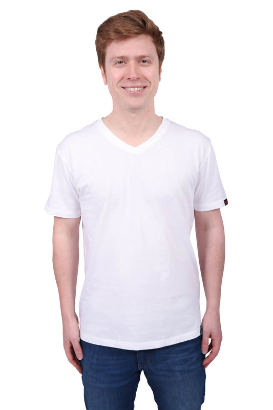 Etiko Fairtrade Certified Organic Cotton White Unisex V-Neck T-Shirt Bundle, Eco-Friendly