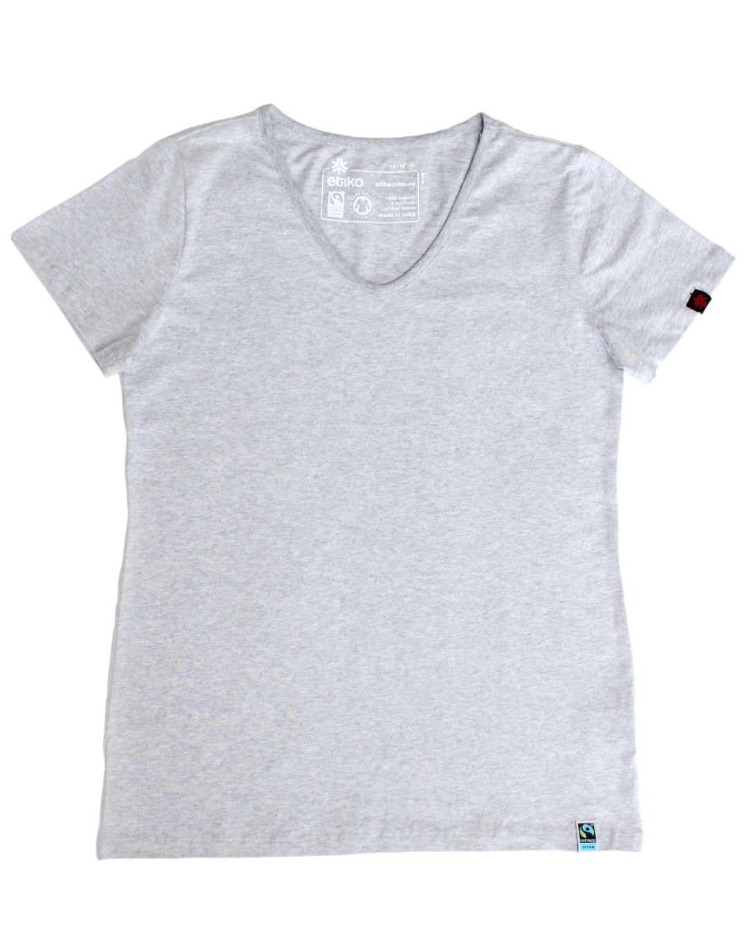 Etiko Fairtrade Certified Organic Cotton Grey Marle Womens V-Neck T-Shirt Bundle,  Eco-Friendly