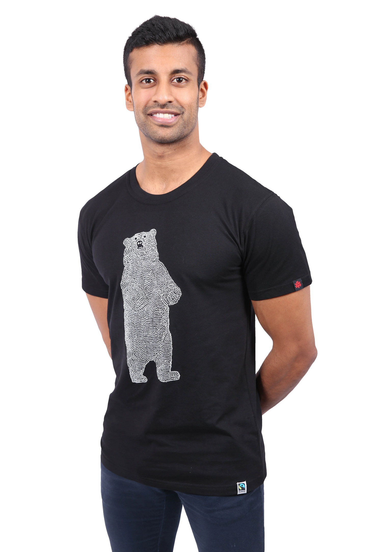 Bear Printed T-Shirt, Unisex Black