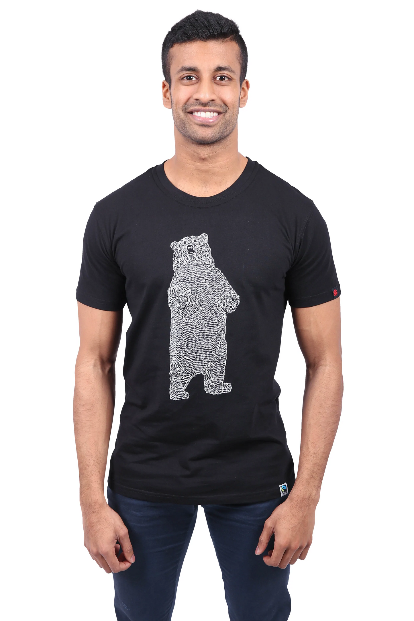 Bear Printed T-Shirt, Unisex Black