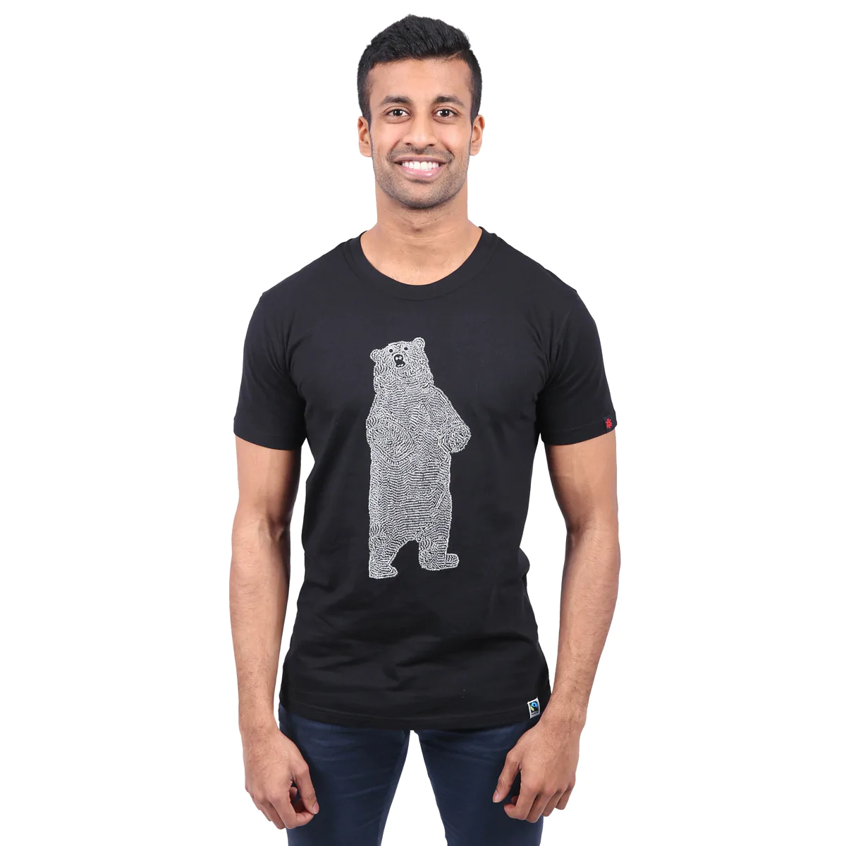 Bear Printed T-Shirt, Unisex Black