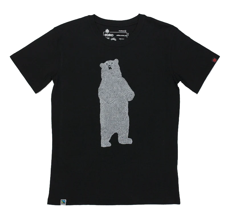 Bear Printed T-Shirt, Unisex Black