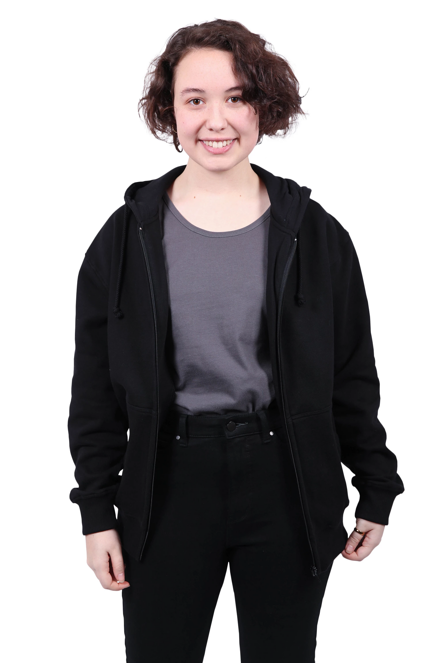 Zipped Hoodie, Unisex Black