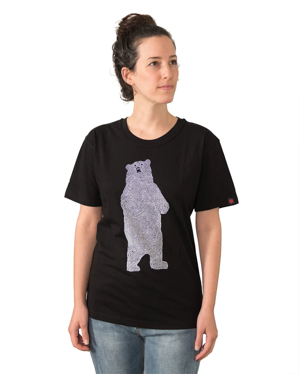 Bear Printed T-Shirt, Unisex Black