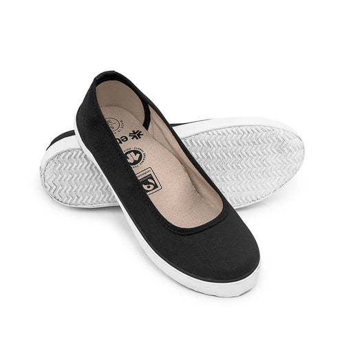 Women s Ballet Flats Black White Organic Fairtrade