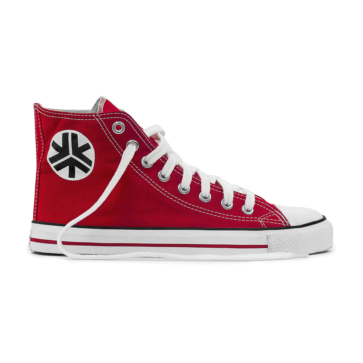 Etiko Fairtrade Certified High Top Style Red and White Kids Sneakers, Eco-Friendly