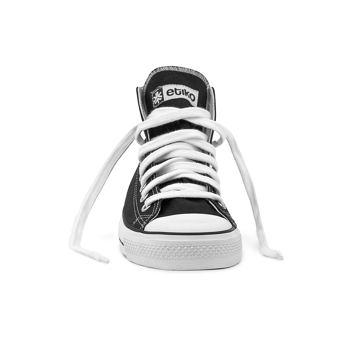 high top black and white shoes