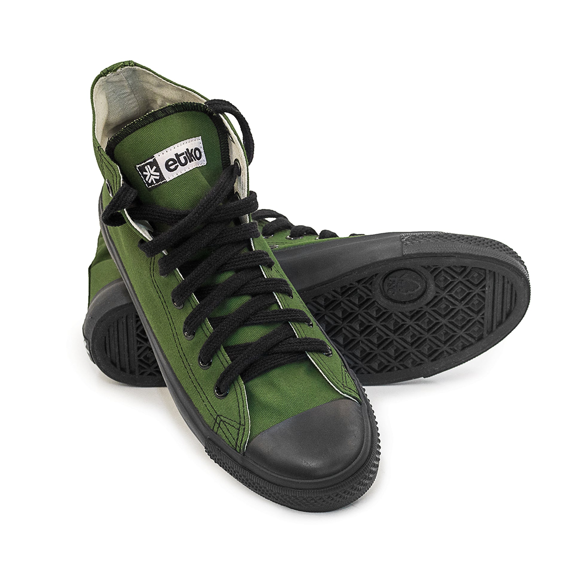 Olive High Top Vegan Sneakers Certified Fair Trade Etiko