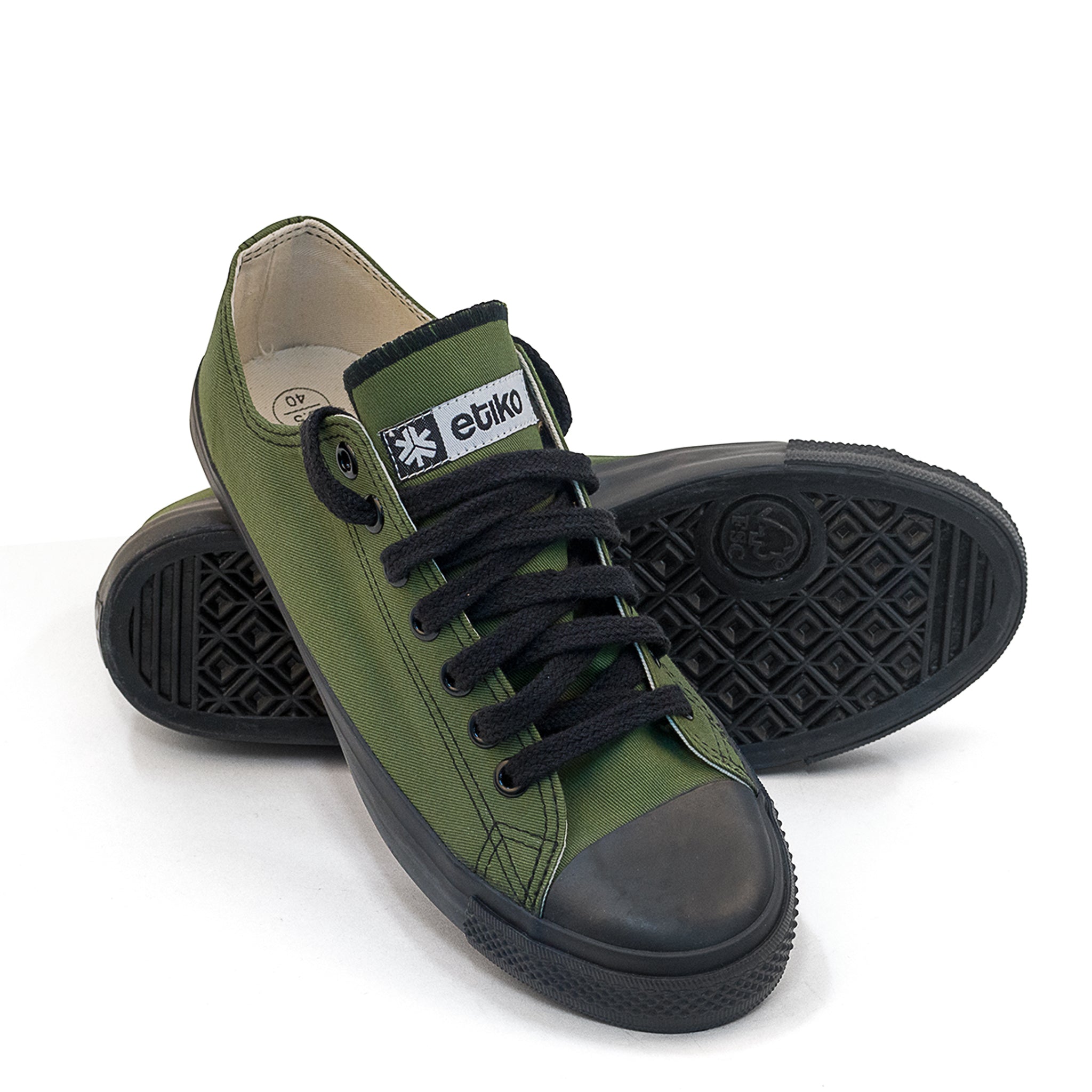 Olive Vegan Lowcut Sneakers Certified Fair Trade Etiko