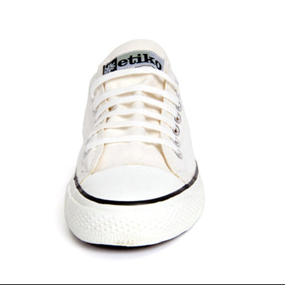 Etiko Vegan Low Cut White Stripe Sneakers Organic and Fairtrade Certified Ethical Sneakers