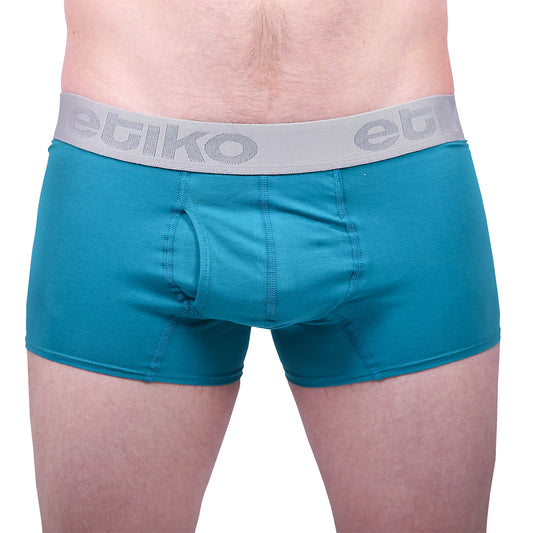 Etiko peacock blue men's underwear ethically made from organic cotton and fairtrade certified