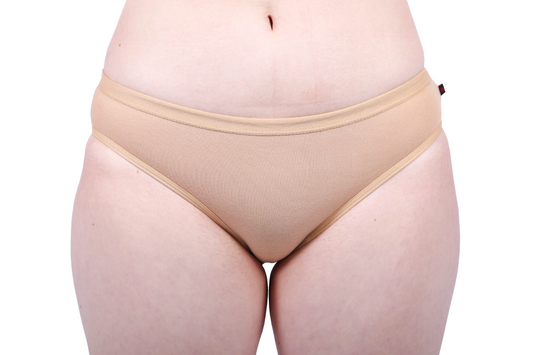 Etiko soft organic cotton nude bikini style ethical underwear with a elasticated waist