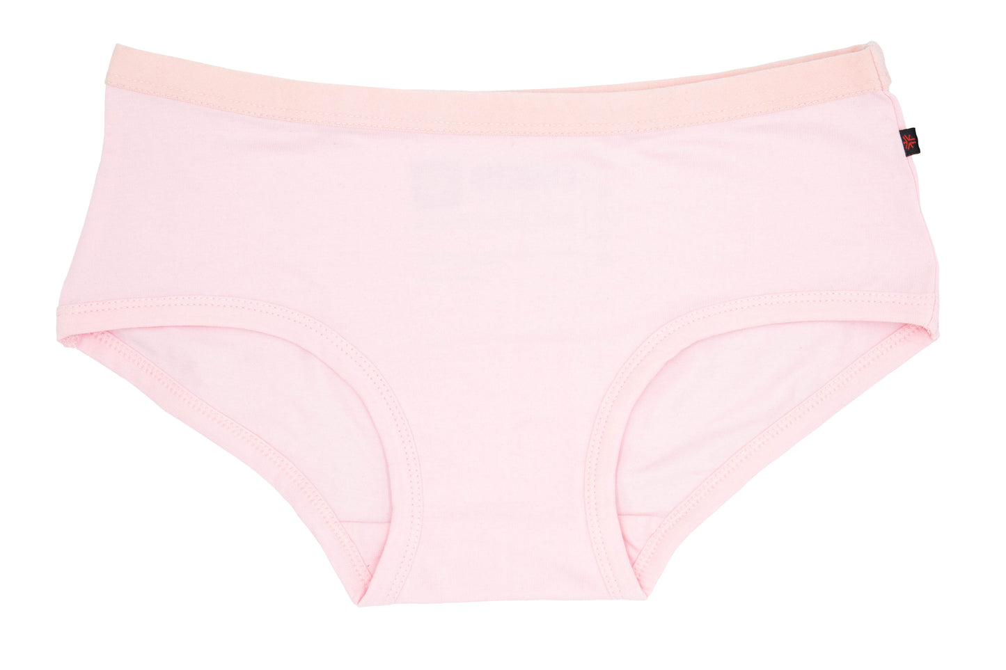 Soft or light pink boyleg/boyfit underwear, ethically made with fairtrade certified organic cotton.