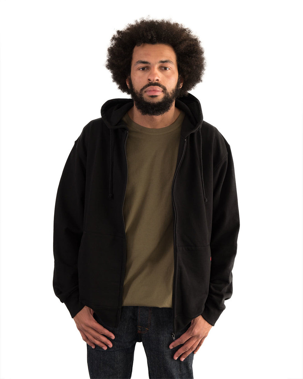 Adro 100 Percent Cotton Hooded Sweatshirts PURE BLACK OVERSIZED HOODIE