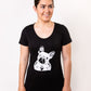 Etiko Fairtrade Certified Organic Cotton Frenchie Printed Black Womens T-Shirt