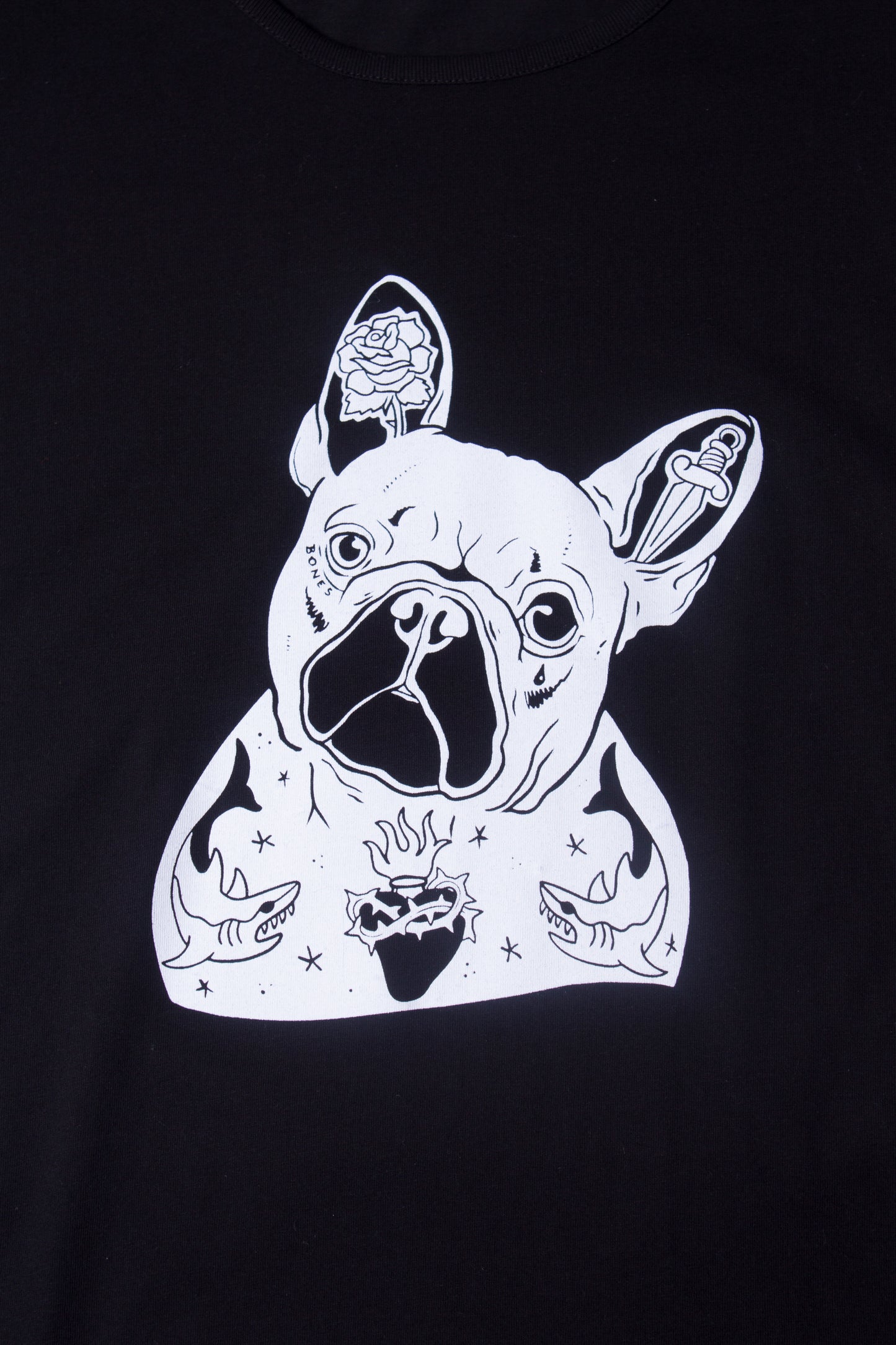 Etiko Fairtrade Certified Organic Cotton Frenchie Printed Black Womens T-Shirt