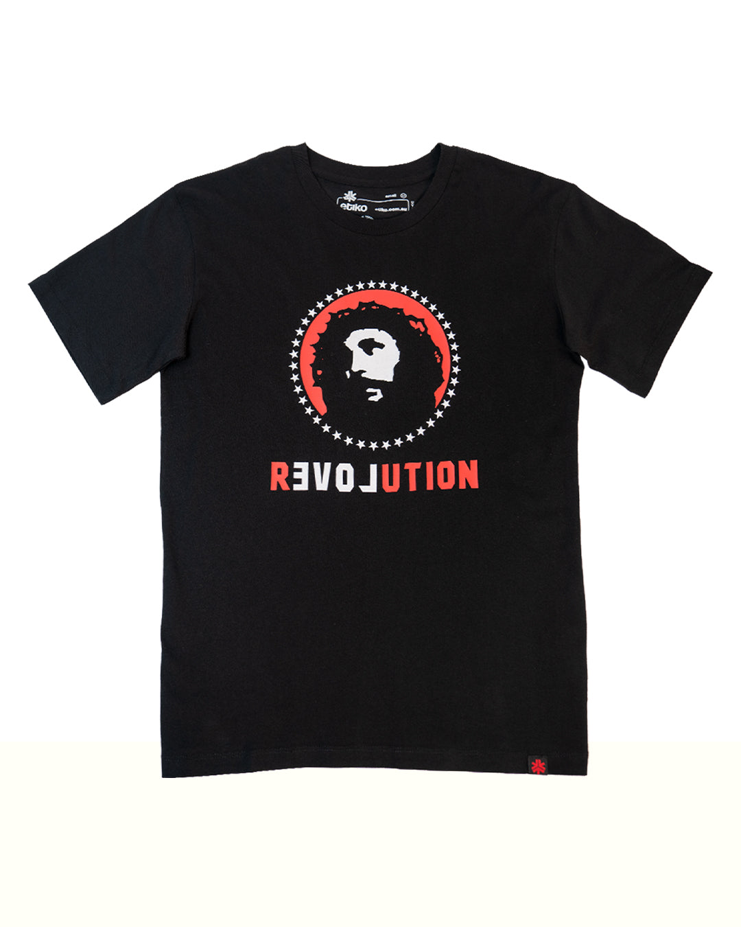 Etiko Fairtrade Certified Organic Cotton Love Revolution Printed Black Unisex T-Shirt