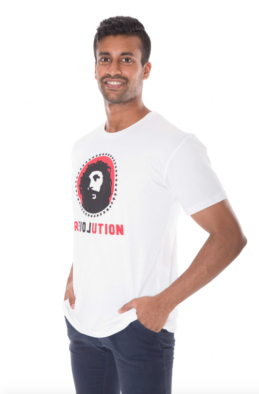 Etiko Fairtrade Certified Organic Cotton Love Revolution Printed White Unisex T-Shirt