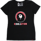Etiko Fairtrade Certified Organic Cotton Love Revolution Printed Black Womens T-Shirt
