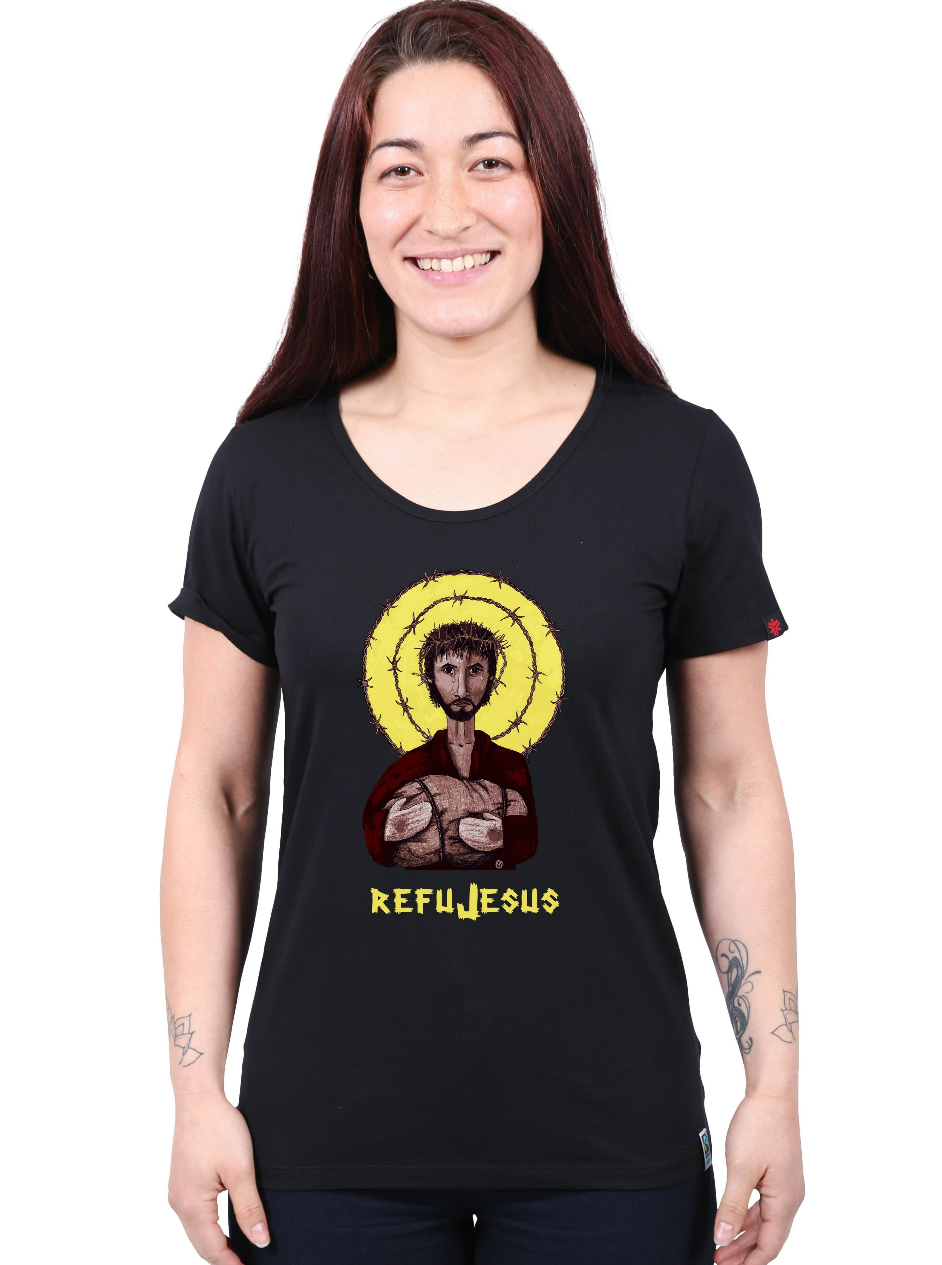 RefuJesus Womens Black T-Shirt