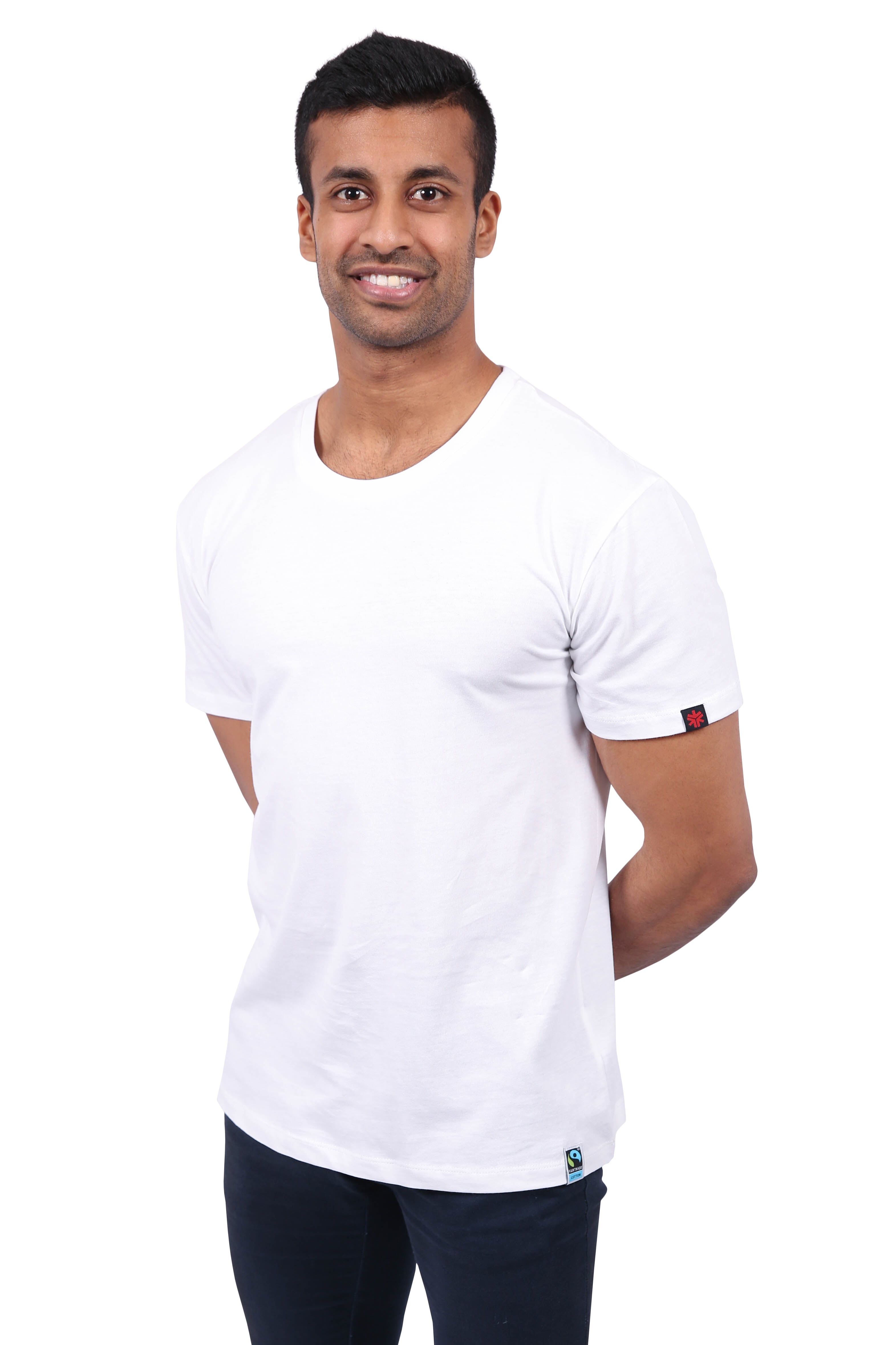 Men s White Organic Cotton Blank Shirt Fairtrade Etiko