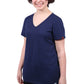 Etiko Fairtrade Certified Organic Cotton Navy Womens V-Neck T-Shirt, Eco-Friendly