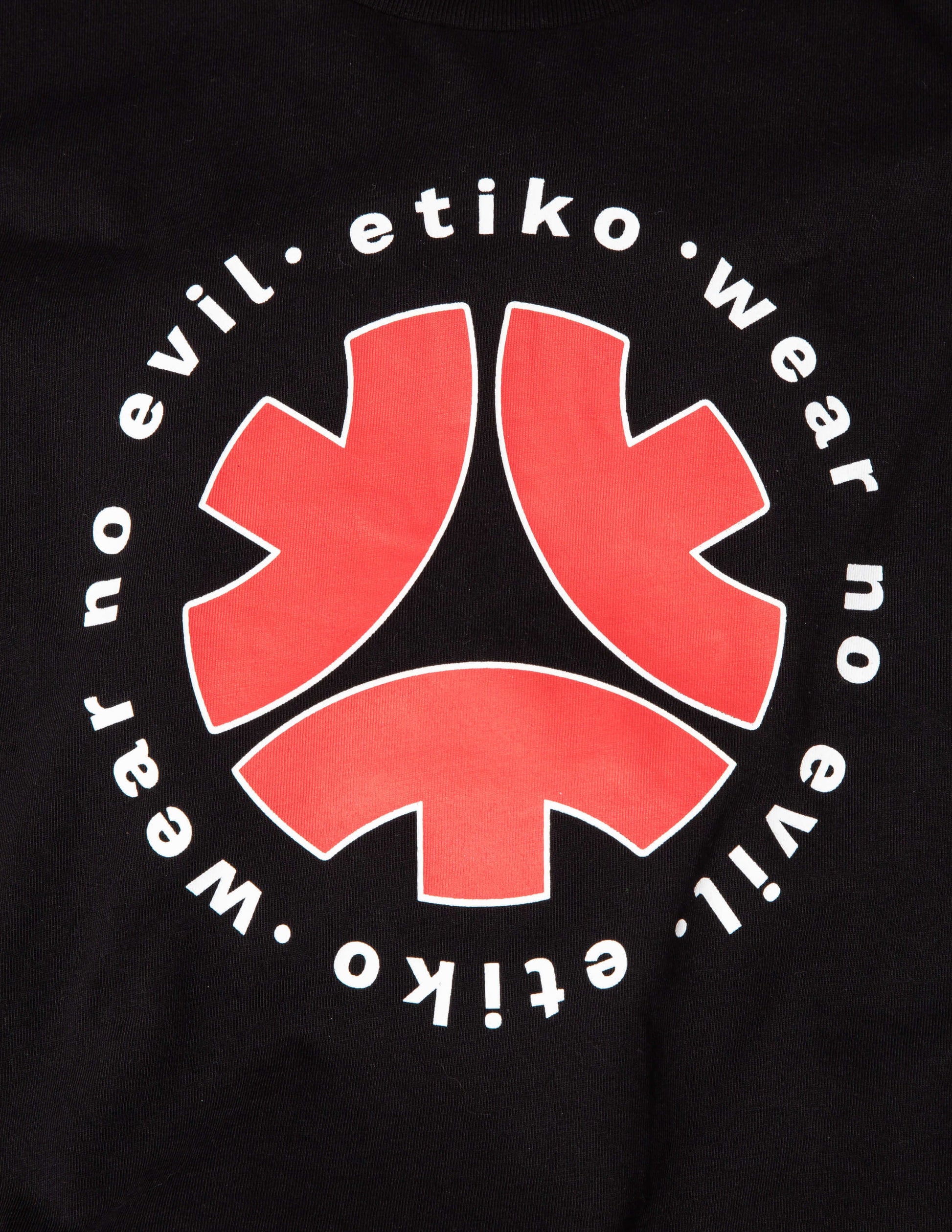 Etiko Fairtrade Certified Organic Cotton Wear No Evil Printed Black Unisex T-Shirt